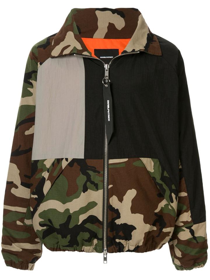 Daniel Patrick Camouflage Print Hooded Jacket - Green