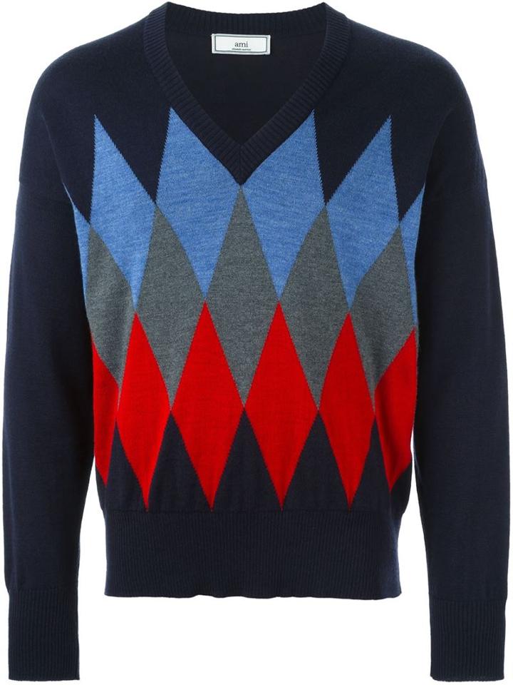 Ami Alexandre Mattiussi Argyle Check Sweater