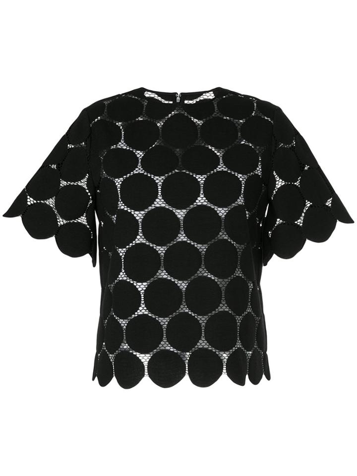 Le Ciel Bleu Polka Dot Lace Blouse - Black