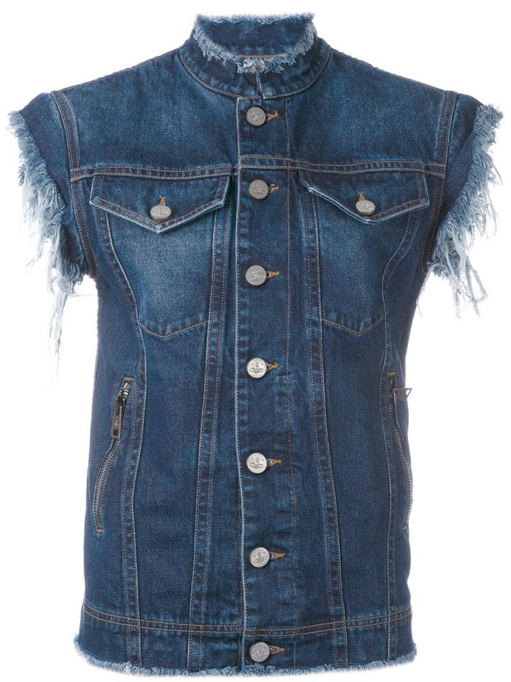 Vivienne Westwood Anglomania Sleeveless Denim Jacket, Women's, Size: Small, Blue, Cotton