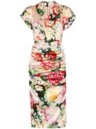 Dolce & Gabbana Floral Print V-neck Silk Blend Midi Dress - 108 -