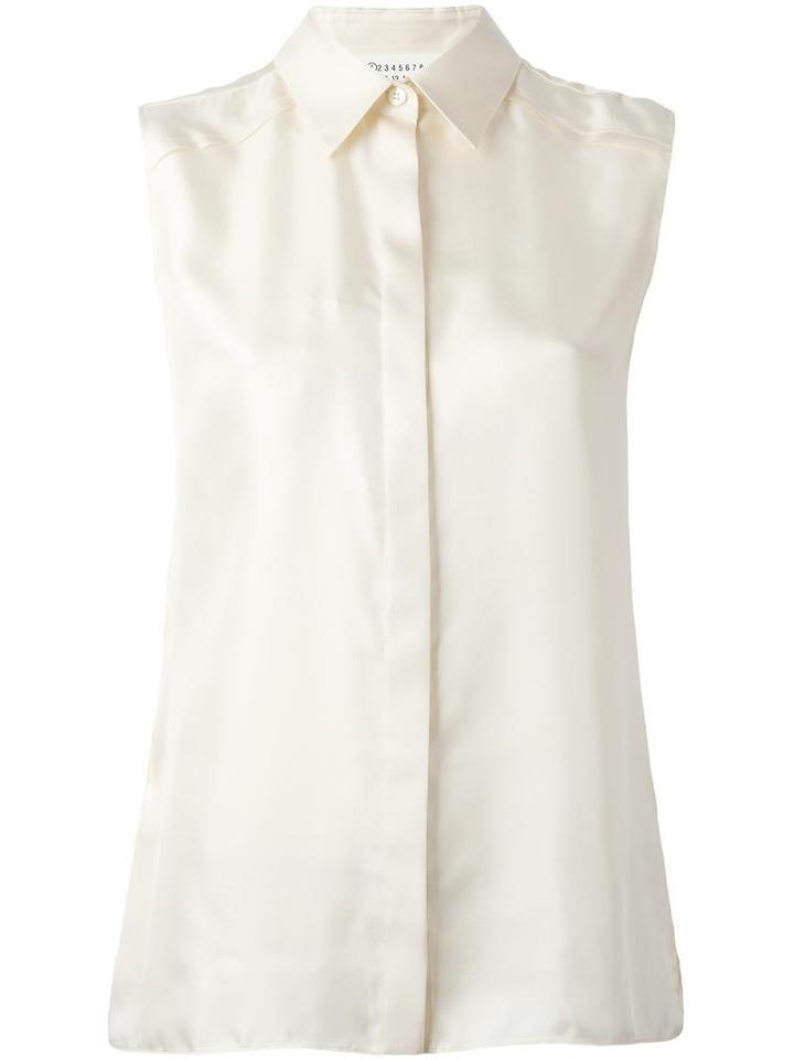 Maison Margiela Sleeveless Shirt, Women's, Size: 40, Nude/neutrals, Silk