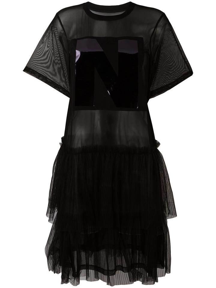 Nicopanda - Sheer T-shirt Dress - Women - Nylon/polyester - M, Women's, Black, Nylon/polyester