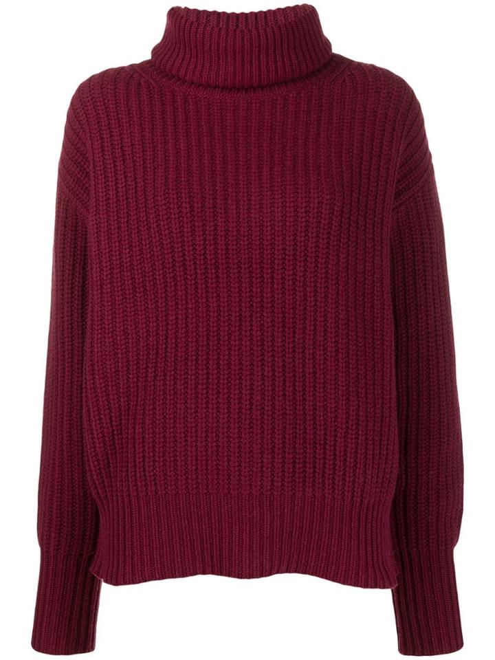 Joseph Roll Neck Oversized Jumper - Red
