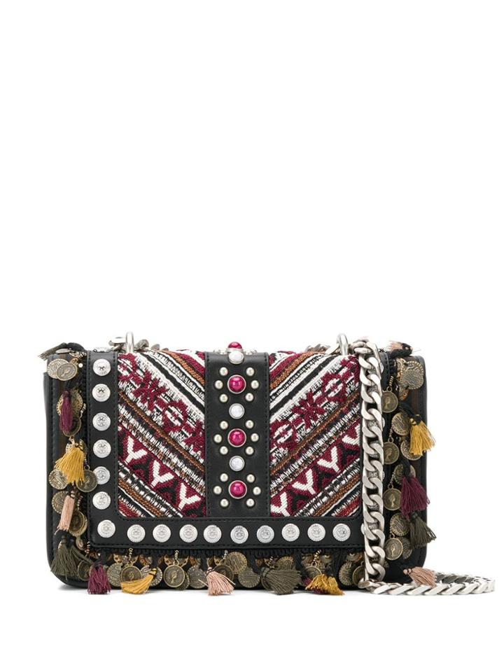 La Carrie Embellished Crossbody Bag - Black