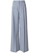 Jil Sander Navy High Waist Tailored Wide Leg Trousers - Blue