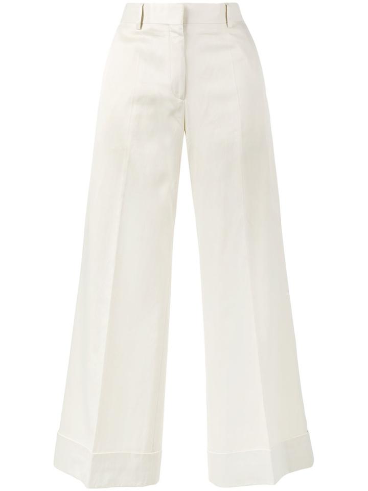 Dries Van Noten Poiretti Flared Cropped Trousers, Women's, Size: 40, Nude/neutrals, Cotton/viscose