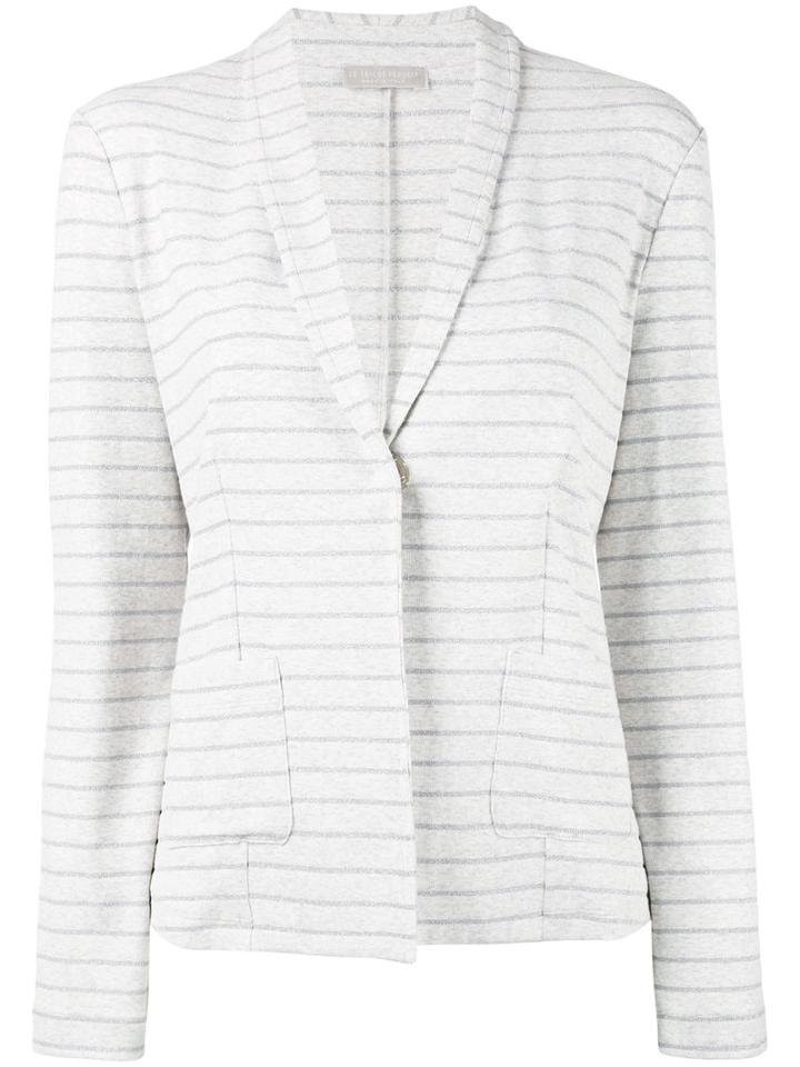 Le Tricot Perugia - Striped Blazer - Women - Cotton/polyamide/polyester/spandex/elastane - M, Grey, Cotton/polyamide/polyester/spandex/elastane