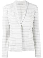 Le Tricot Perugia - Striped Blazer - Women - Cotton/polyamide/polyester/spandex/elastane - M, Grey, Cotton/polyamide/polyester/spandex/elastane