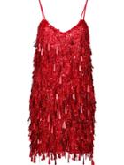 Ashish Tasseled Backless Mini Dress, Women's, Size: Xs, Red, Silk/sequin