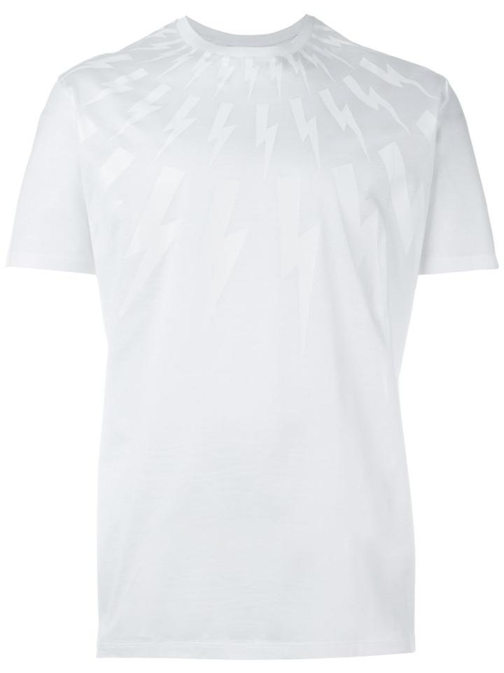Neil Barrett Lightning Bolt T-shirt, Men's, Size: Large, White, Cotton