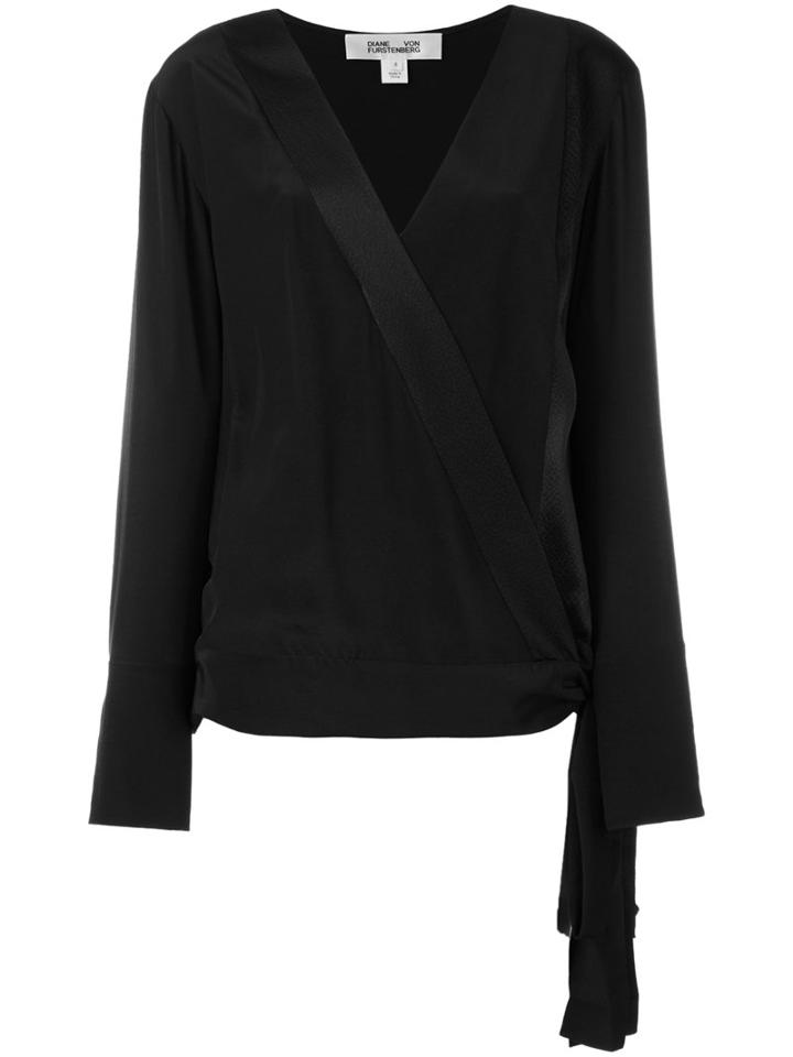 Diane Von Furstenberg Wrap Top, Women's, Size: Small, Black, Silk