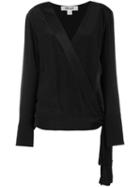Diane Von Furstenberg Wrap Top, Women's, Size: Small, Black, Silk