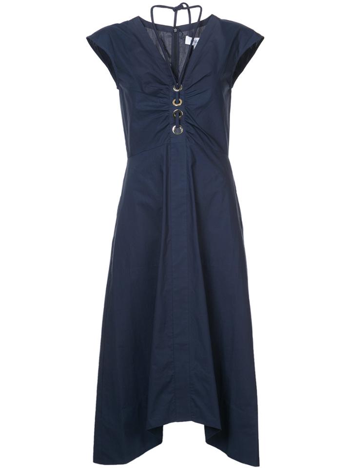 Derek Lam 10 Crosby Short Sleeve Dress With Grommet And Lacing Detail