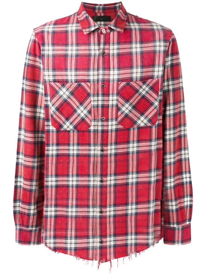 Amiri Checked Shirt, Men's, Size: Large, Red, Cotton