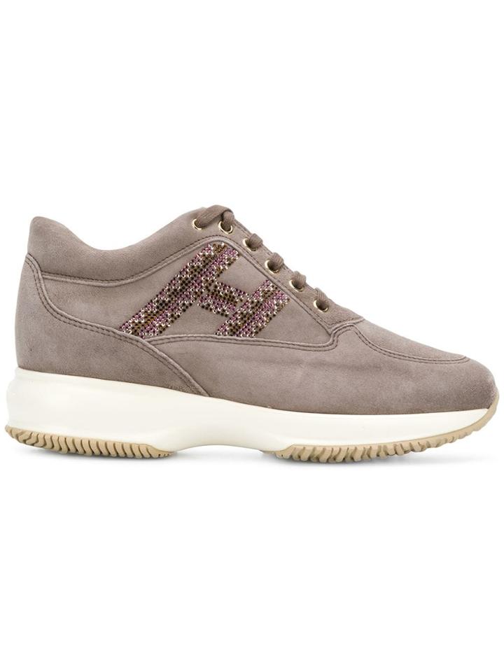 Hogan Interactive Embellished Logo Sneakers - Grey