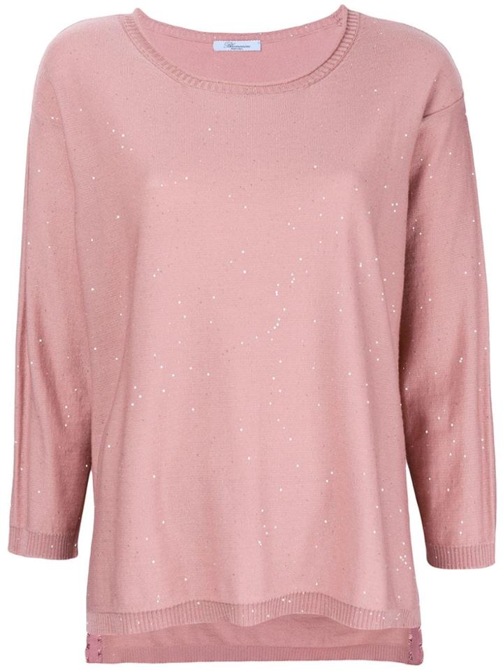 Blumarine Round Neck Splatter Knit Top - Pink