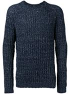 Roberto Collina Ribbed Trim Jumper, Men's, Size: 50, Blue, Cotton/polyester/linen/flax