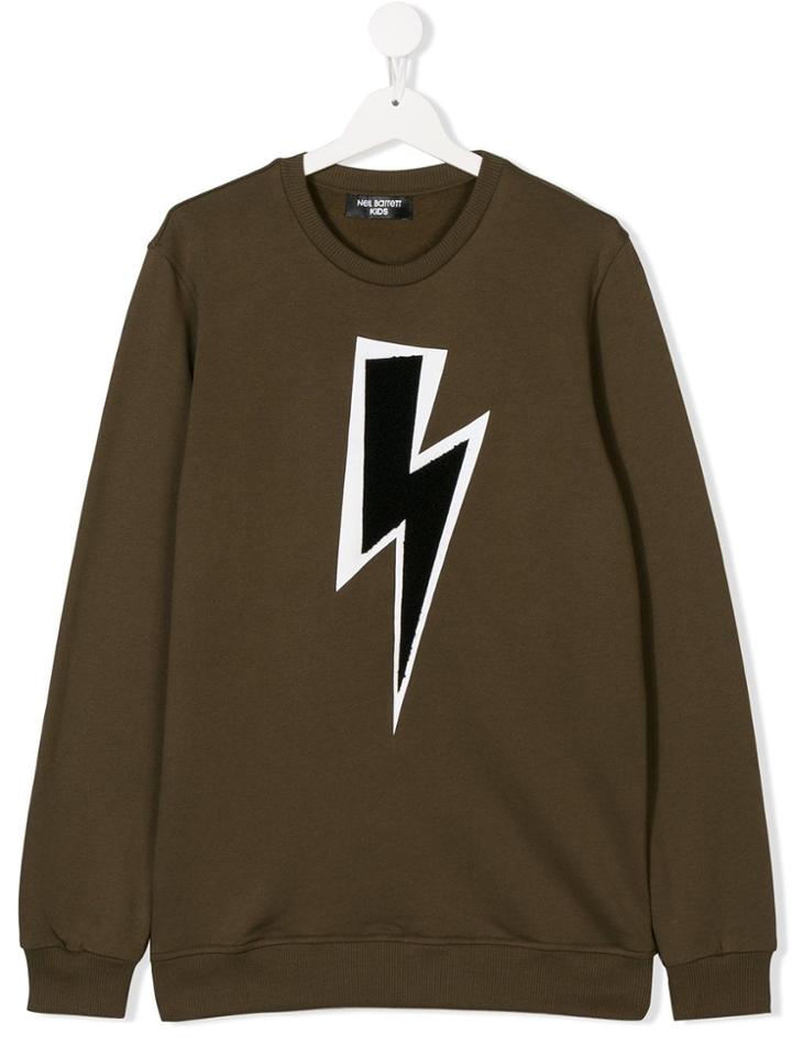 Neil Barrett Kids Teen Lightning Bolt Print Sweatshirt - Green