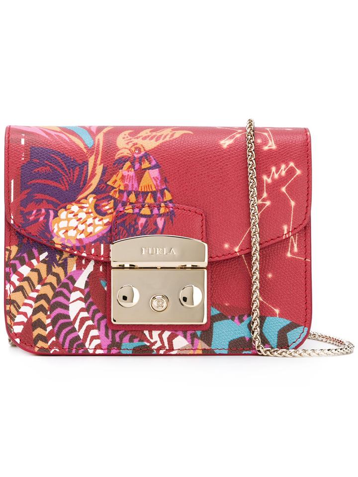 Furla Cockerel Print Cross Body Bag, Women's, Pink/purple, Calf Leather