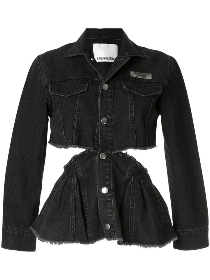 Ground Zero Cut Out Denim Jacket - Black