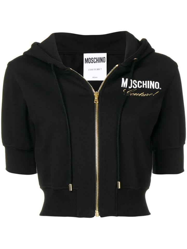 Moschino Zip Logo Hoodie - Black