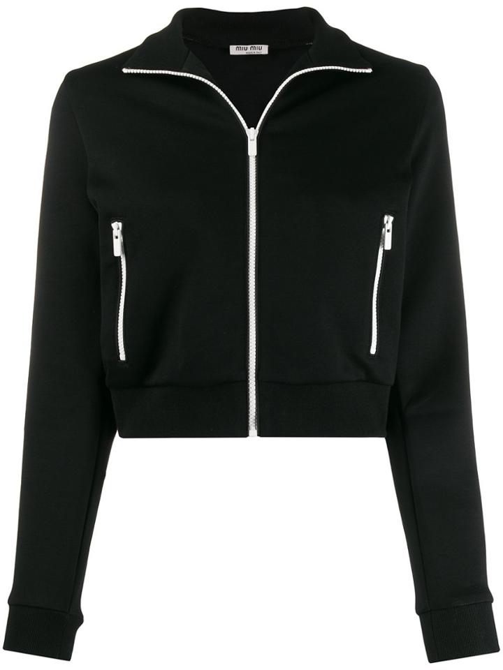 Miu Miu Striped Trim Track Jacket - Black