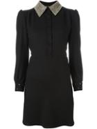 Saint Laurent Schoolgirl Mini Dress, Women's, Size: 40, Black, Silk/wool/glass