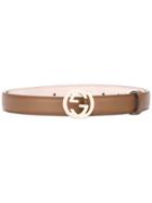 Gucci Gg Logo Buckle Belt, Women's, Size: 85, Brown, Calf Leather