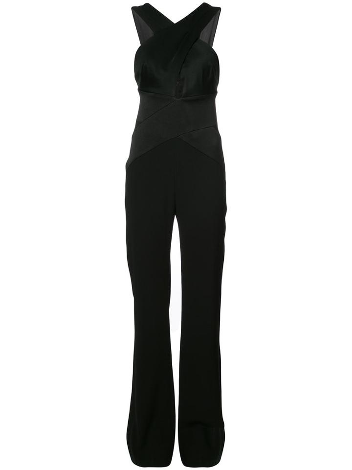 Galvan - Crossover Neck Jumpsuit - Women - Polyester/triacetate - 42, Black, Polyester/triacetate