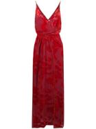 Galvan Floral Print Draped Gown - Red