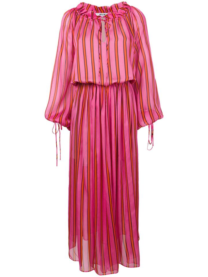 Msgm Billowing Striped Dress - Pink & Purple