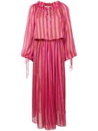 Msgm Billowing Striped Dress - Pink & Purple
