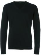 Roberto Collina V-neck Knitted Sweater, Men's, Size: 50, Black, Merino