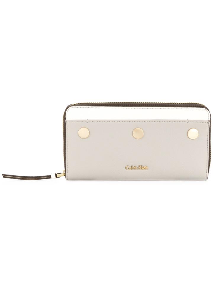 Calvin Klein Studded Continental Wallet - Grey