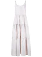 Lisa Marie Fernandez Sleeveless Three Tier Seersucker Dress, Women's, Size: 3, Polyester/cotton