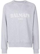 Balmain Logo Print Sweatshirt - Grey