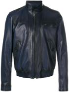 Prada Classic Moto Leather Jacket - Blue