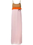 Prada Ruffle Trim Maxi Dress - Pink