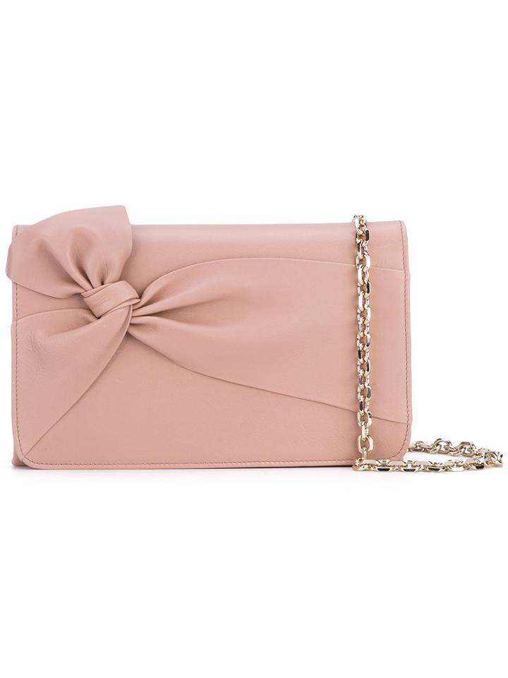Casadei - Knotted Detail Cross Body Bag - Women - Calf Leather/satin - One Size, Pink/purple, Calf Leather/satin