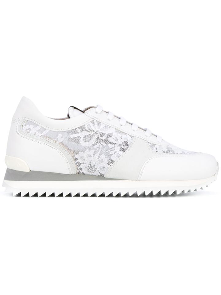 Le Silla Lace Panel Trainers - White