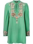 Roberto Cavalli - Embroidered Blouse - Women - Silk - 46, Women's, Green, Silk