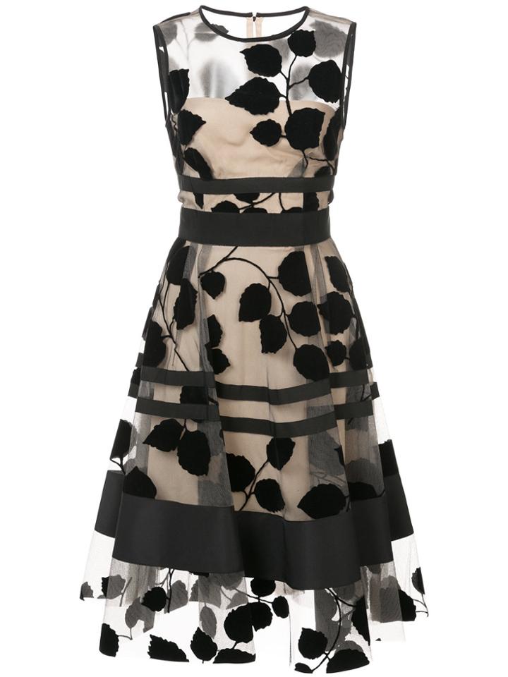Carolina Herrera Leaf Embroidery Dress - Black