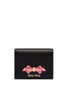 Miu Miu Leather Wallet With Bow - Black
