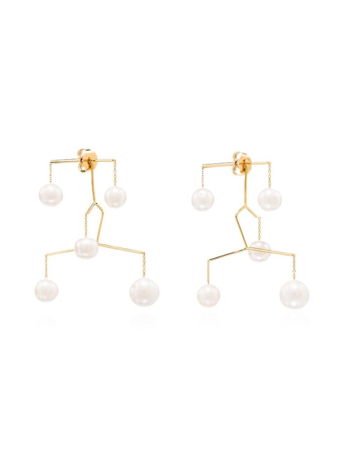 Anissa Kermiche 14kt Gold Tiered Pearl Drop Earrings