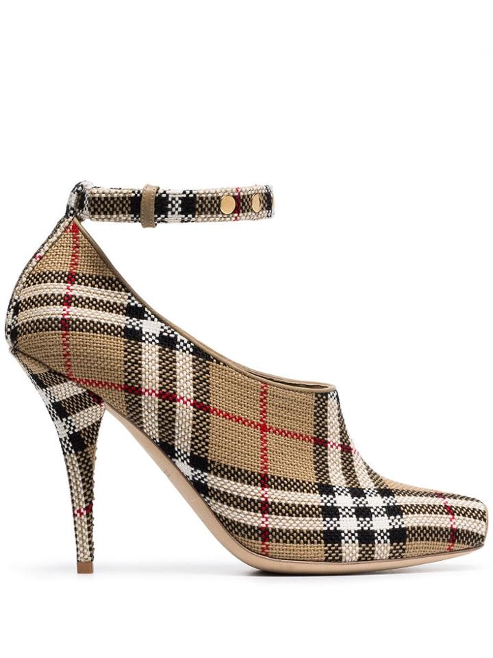 Burberry Beige Vintage Check Peep-toe Pumps - Neutrals