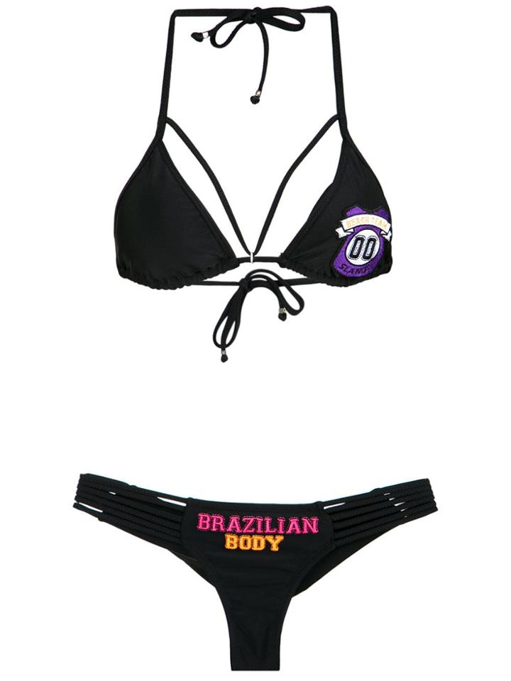 Amir Slama Embroidered Bikini Set - Preto