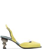Yuul Yie Yellow And Grey Nouvelle 70 Leather Slingbacks