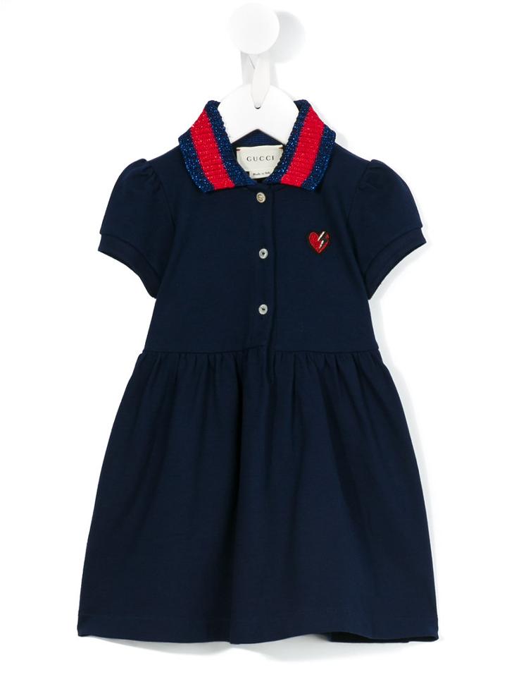 Gucci Kids - Contrast Collar Dress - Kids - Cotton/spandex/elastane - 24-36 Mth, Blue
