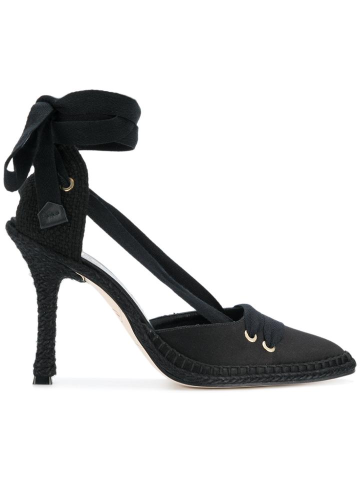 Manolo X Castaner Lace-up Espadrille Pumps - Black